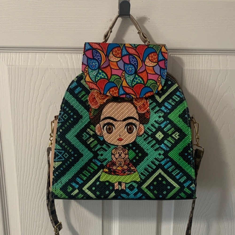Colorful Frida Kahlo Patterned Women's Backpack/ Bag / Purse
